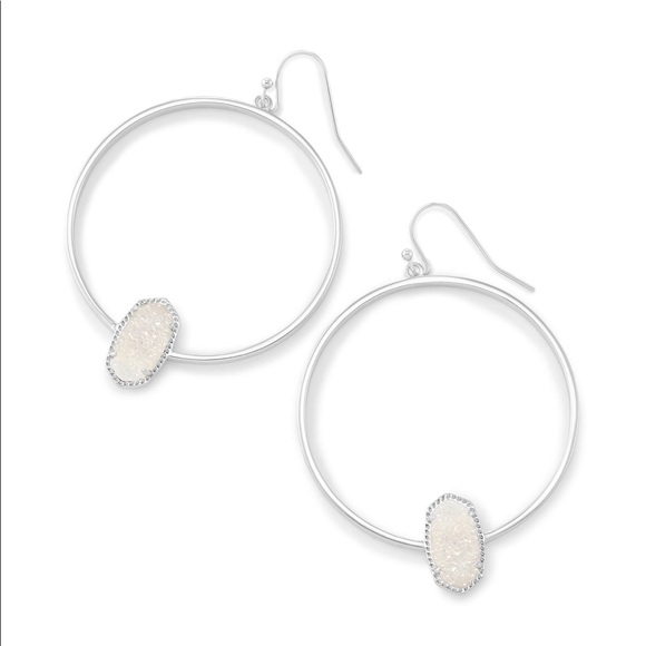 Kendra Scott Jewelry - Kendra Scott Elora silver drusy hoop earrings NEW